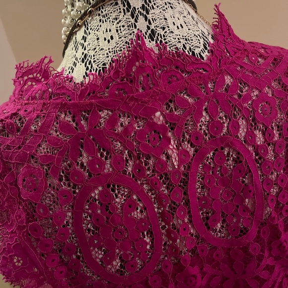 NWT FREE PEOPLE "HEART IN TWO" PINK LACE MINI DRESS XS - Picture 6 of 12